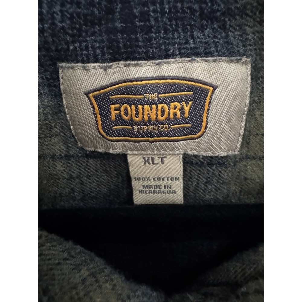 Foundry Flannel Button Down Shirt Mens XLT Plaid Long Sleeve Plaid Olive (B2) - Picture 3 of 3